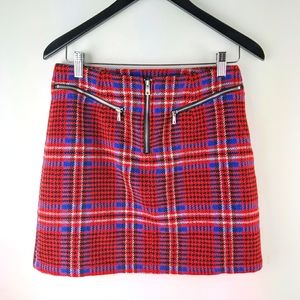 Simons Twik Wool Blend Plaid Double Zip Mini Skirt